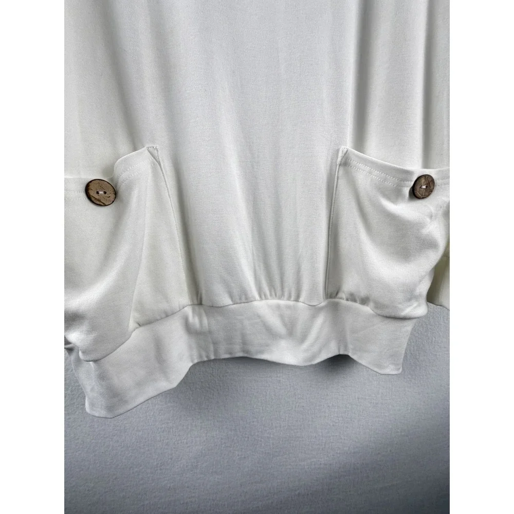 Womens‎ White Long Sleeve Cowl Neck Tunic Sz 12/14 Laganlook Super Soft Comfy